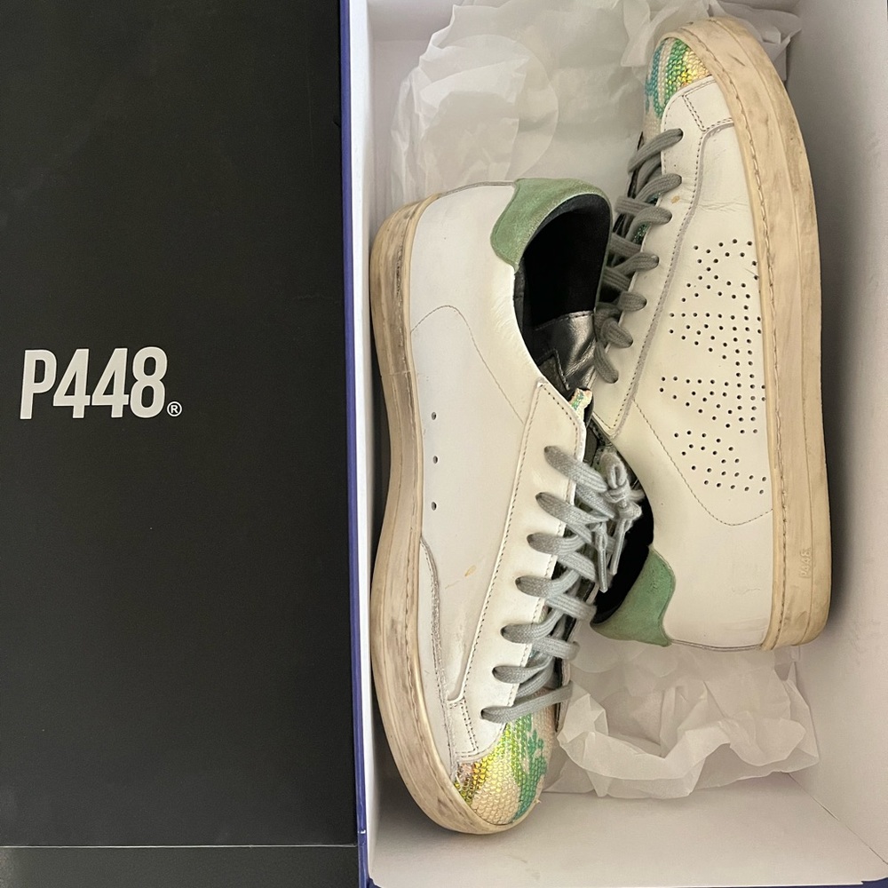 One of the kind, P448 brand shiny front, exceptionally comfortable shoes